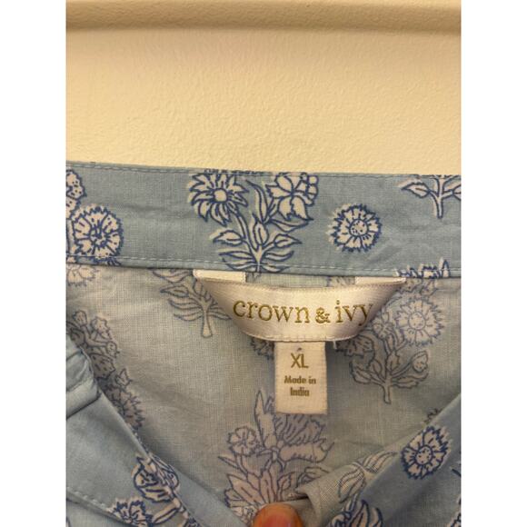 Crown & Ivy Blue Floral Smocked Puff Sleeve Dress – Women’s XL (New With Tags) - Picture 6 of 11